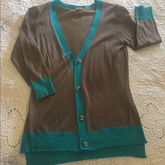 Love By Design Sweaters - Brown & Turquoise Cardigan